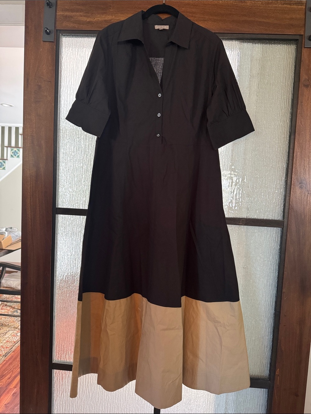 Black dress with tan accent